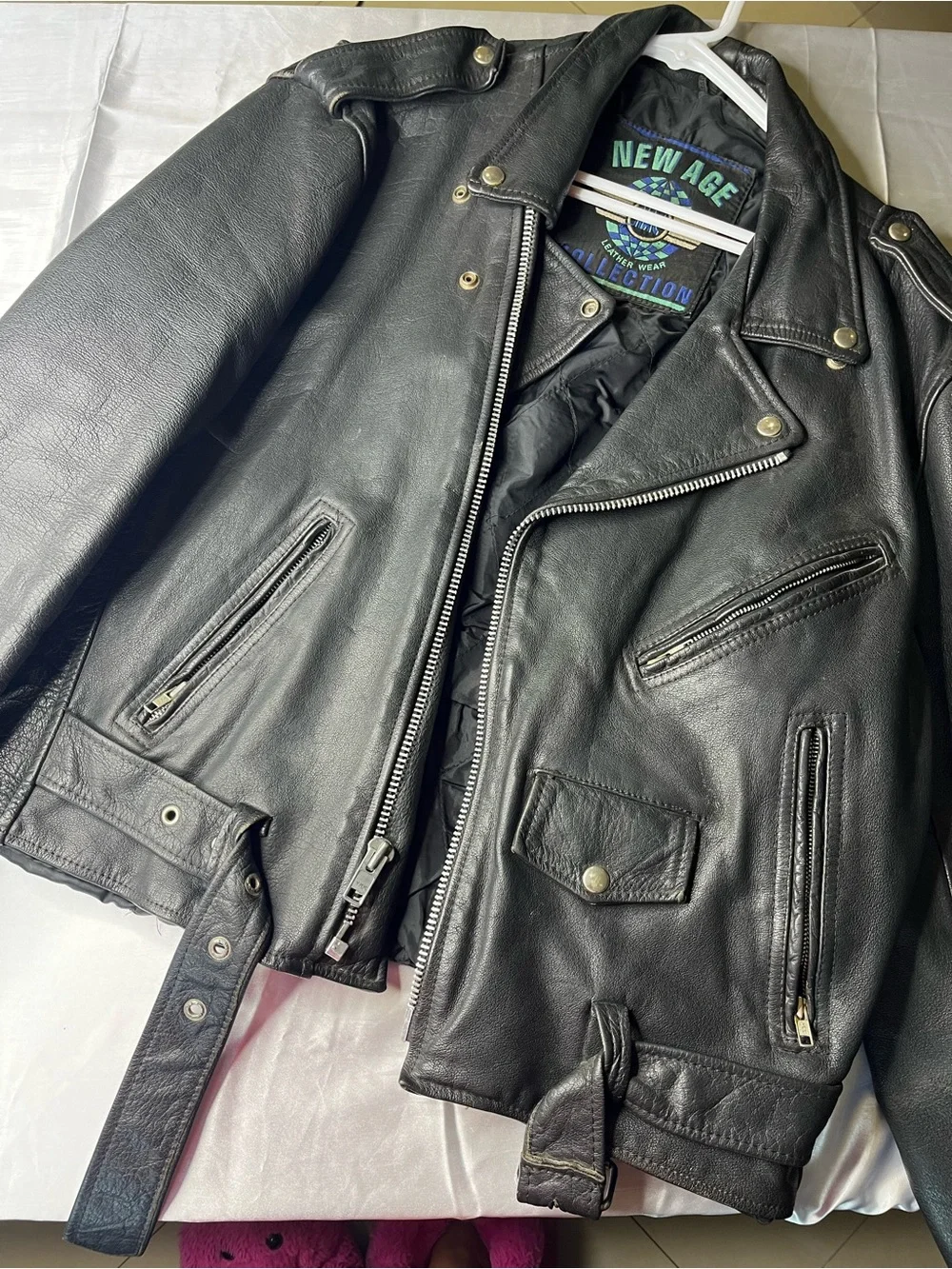 Black Leather Bomber Jacket - Men's Classic Moto Style